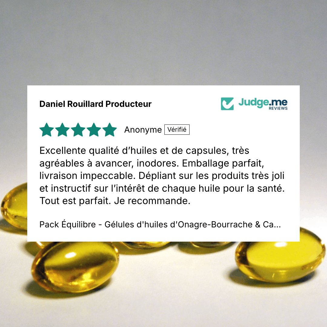 Avis sur les Gélules d'huiles de Bourrache, Onagre, Cameline